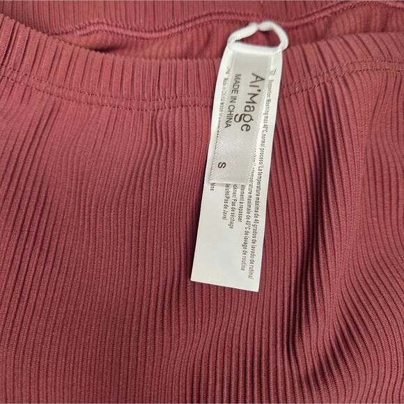 Ribbed Bikini Bottom in Burgundy - Picture 2 of 4